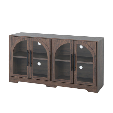 Halstead Rustic 55" Console Cabinet with Tempered Glass & Adjustable Shelves – view 9