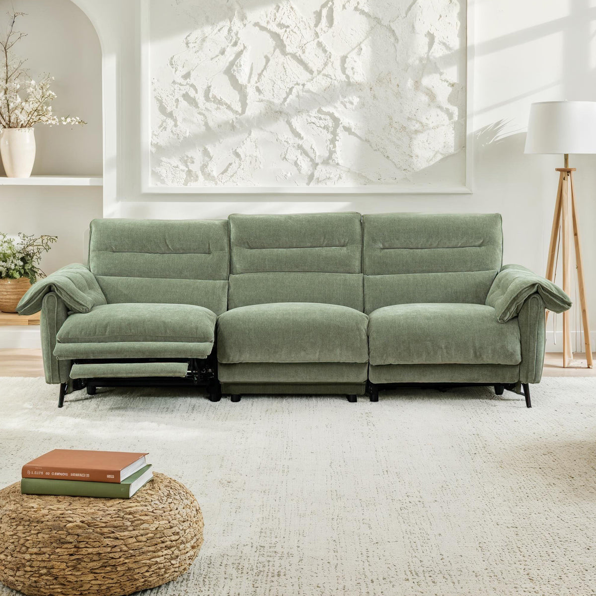 Morley Contemporary Power Reclining Sofa, Loveseat & Recliner with USB Ports - Power Sofa