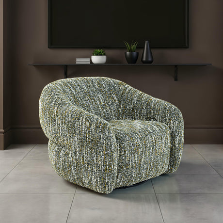 Pyrena 360-Degree Swivel Barrel Accent Chair - Green