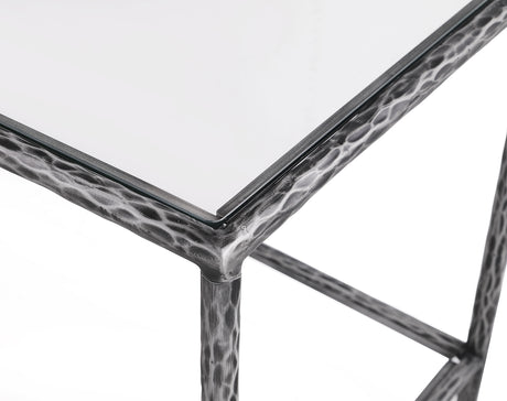 Helma Tempered Glass Coffee & End Table with Forged Metal Base – view 16