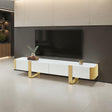 Larvik 79" Contemporary TV Stand - White with Gold Frame