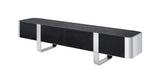 Larvik 79" Contemporary TV Stand - Stainless Steel Frame with Soft-Closing Doors