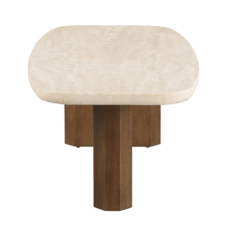 Florian Organic-Shape Travertine Coffee & End Table – view 5