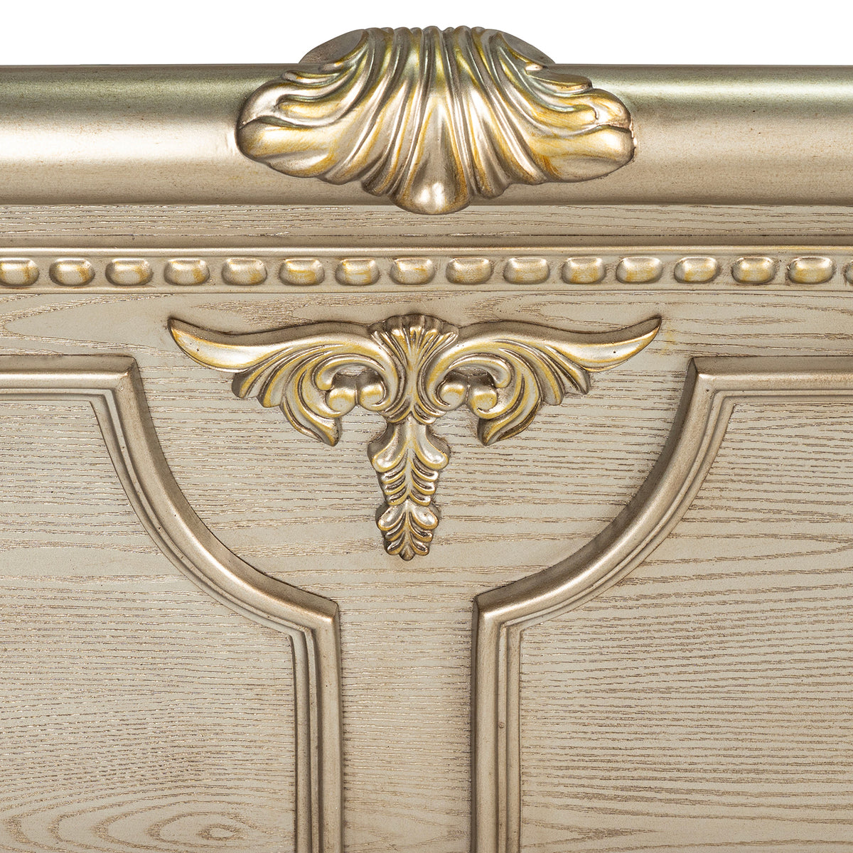 Fromberg Traditional Sleigh Bed & Bedroom Set with Marble Tops – Gold Champagne, view 11