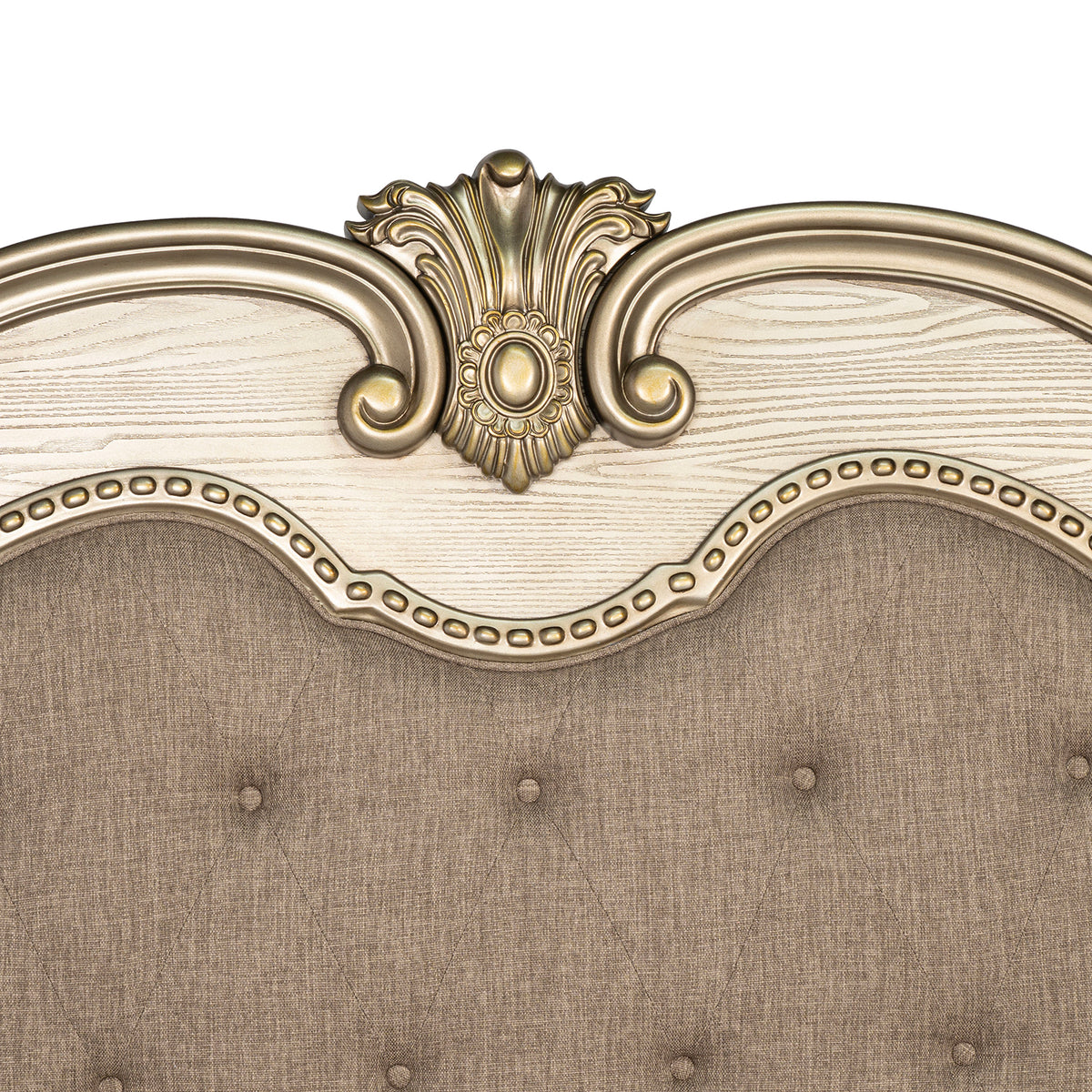 Fromberg Traditional Sleigh Bed & Bedroom Set with Marble Tops – Gold Champagne, view 10