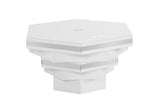 Zeta Hexagon Smart Coffee Table with LED Lights, Bluetooth Speaker & Wireless Charging – White, view 2