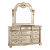 Fromberg Traditional Sleigh Bed & Bedroom Set with Marble Tops – Gold Champagne, view 13