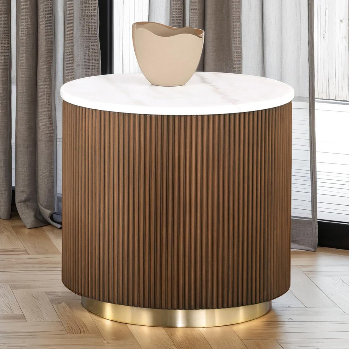 Virden Genuine Marble Cocktail & End Tables - Round End Table