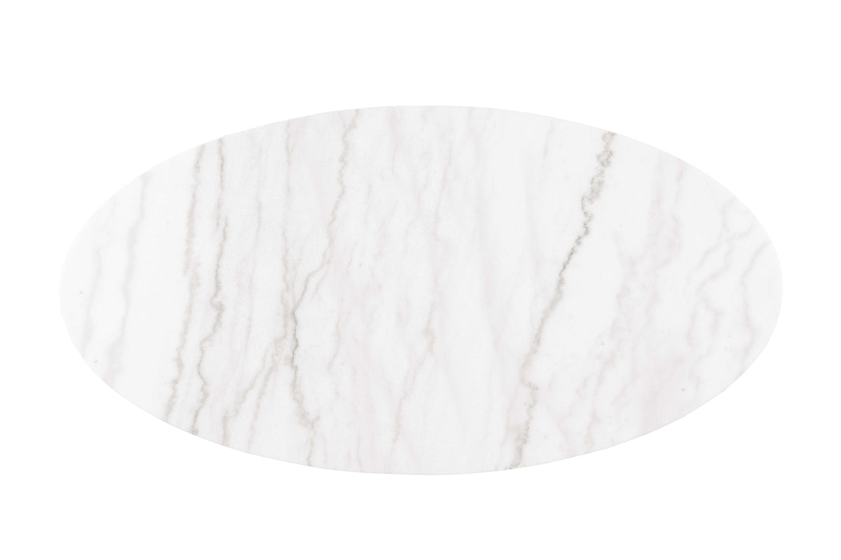 Virden Genuine Marble Cocktail & End Tables - Oval Cocktail Table