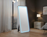 Kiley Hollywood Glam Full-Length Floor Mirror with LED Lights & Bluetooth Speaker - Silver