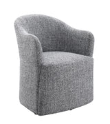Sema Contemporary Barrel-Back Upholstered Dining Arm Chair with Casters – view 5