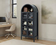 Gateshead 72" Arched Display Cabinet with Glass Doors & Adjustable Shelves - Black