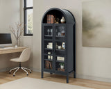 Gateshead 72" Arched Display Cabinet with Glass Doors & Adjustable Shelves - Black