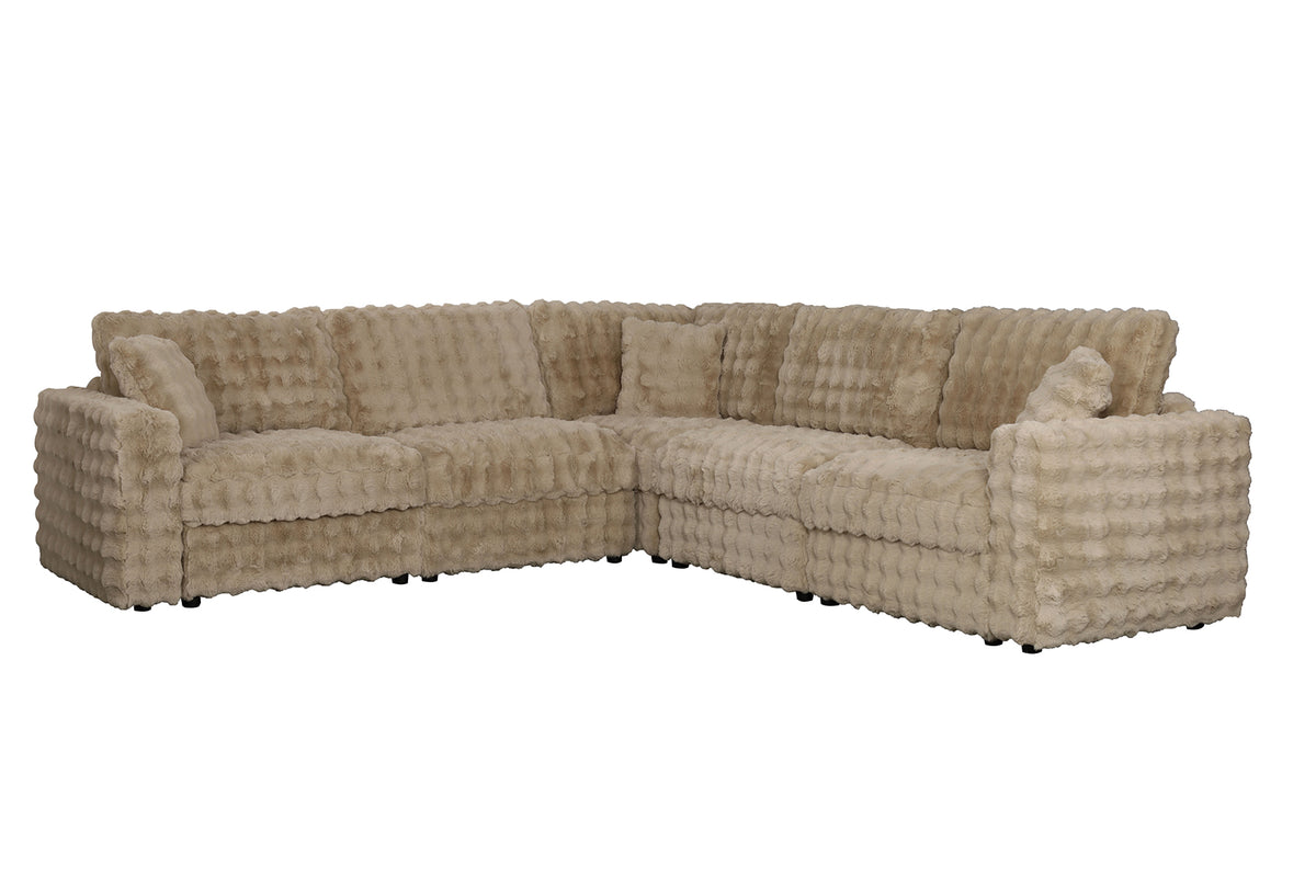 McKenna Modular L-Shaped Sectional with Faux Fur Contrast – view 3