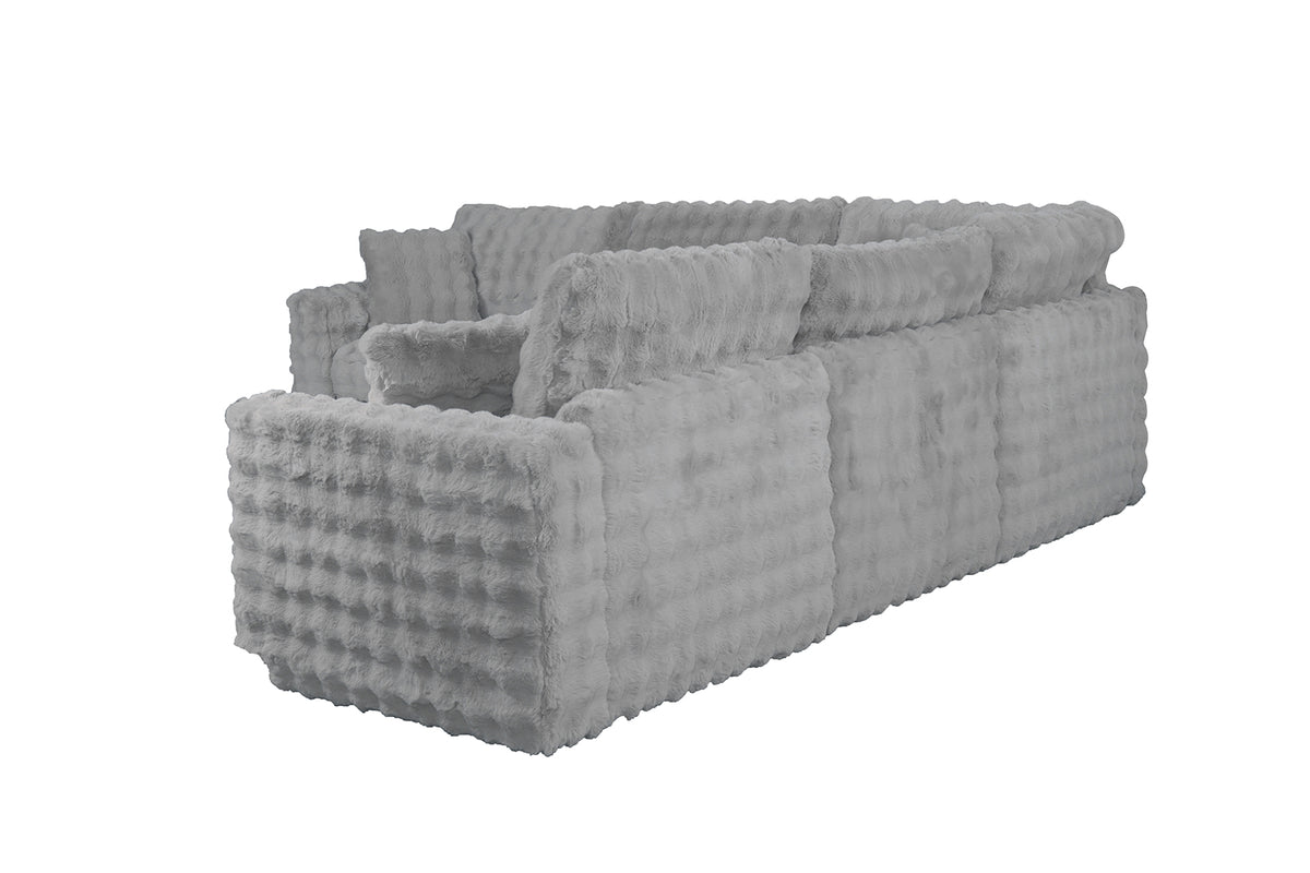 McKenna Modular L-Shaped Sectional with Faux Fur Contrast – view 9