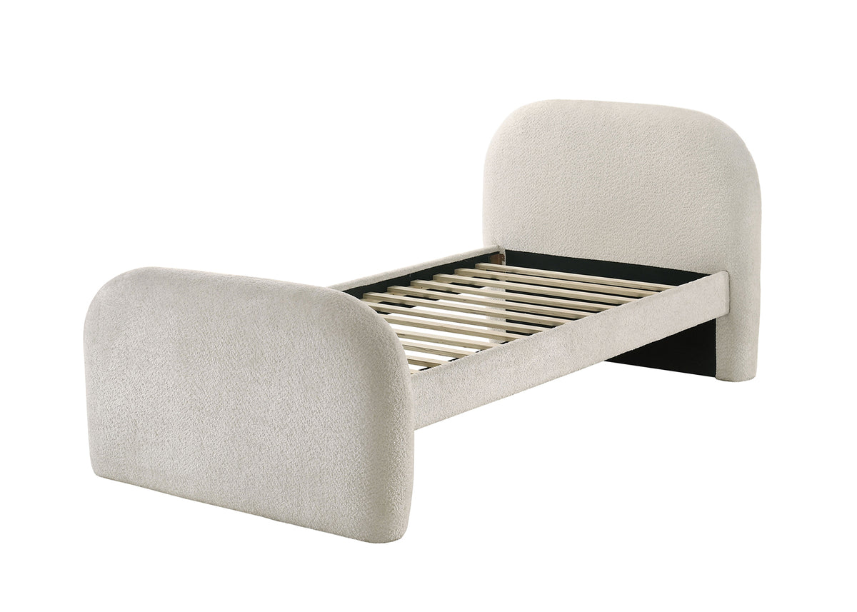 Vanni Upholstered Twin Bed with Trundle - Rounded Profile in Ivory