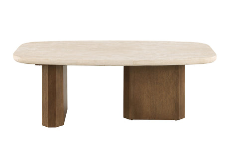 Florian Organic-Shape Travertine Coffee & End Table – view 3
