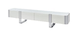Larvik 79" Contemporary TV Stand - Stainless Steel Frame with Soft-Closing Doors