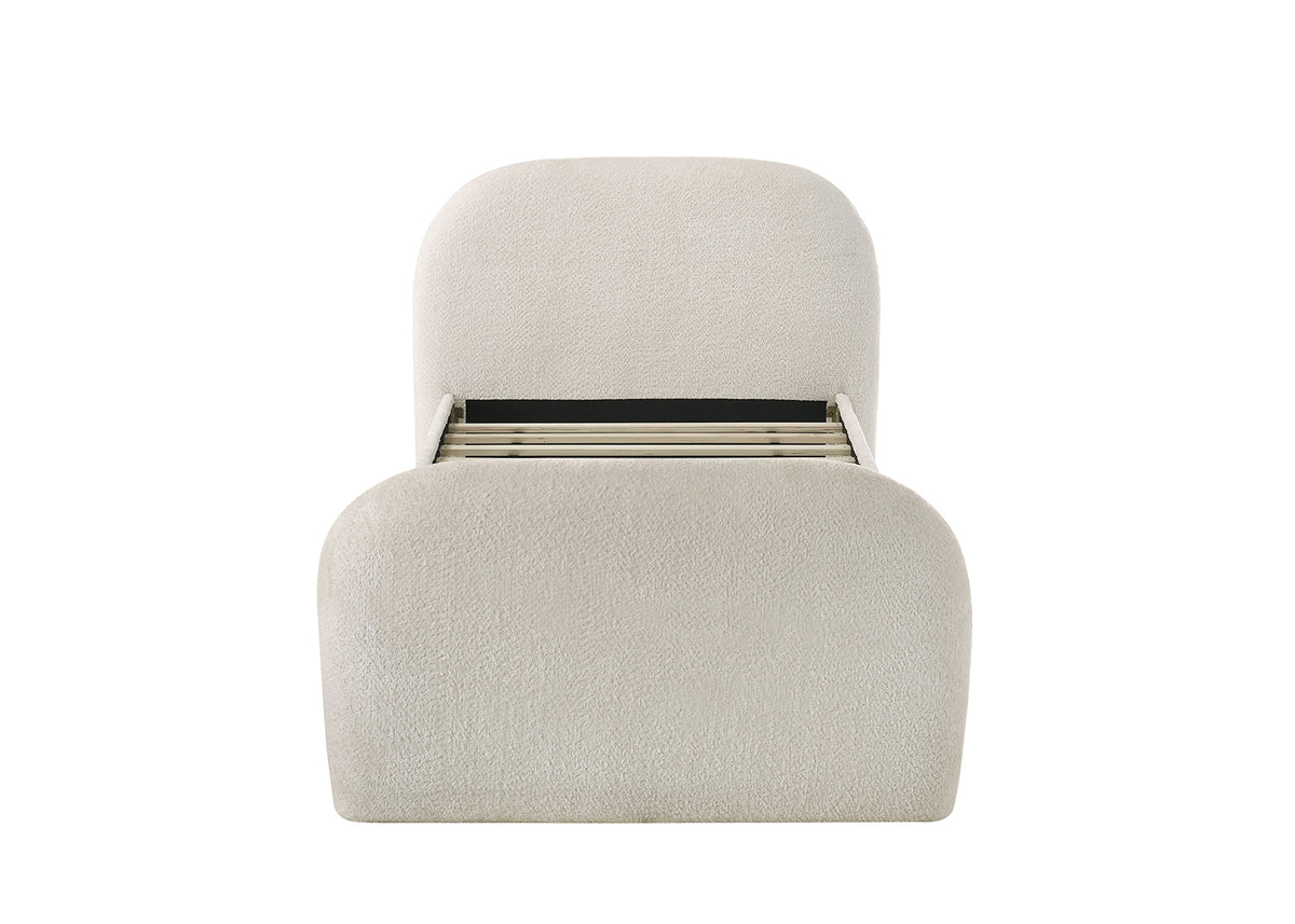 Vanni Upholstered Twin Bed with Trundle - Rounded Profile in Ivory