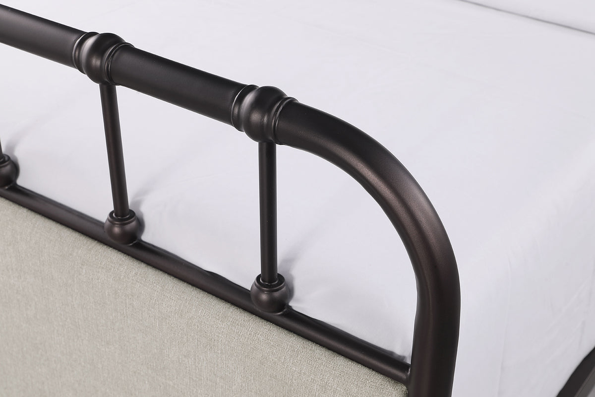 Passini Industrial Upholstered Metal Bed – view 6