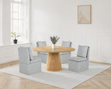 Tottenham Contemporary Dining Collection - Round Cone Pedestal, 84" Rectangular or 88" Oval Table & Upholstered Chairs in Black or Oak