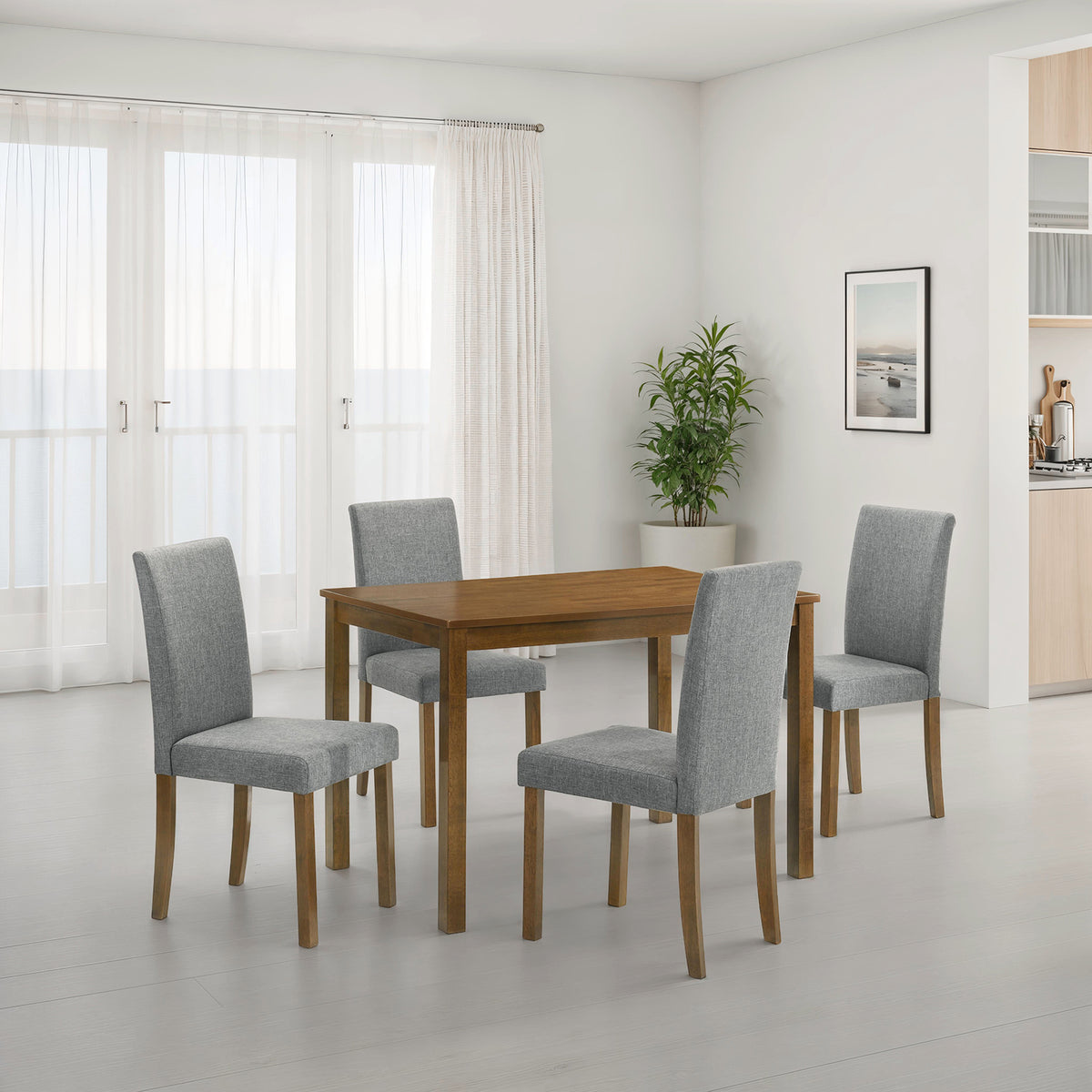 Worland Compact 5-Piece Dining Set - 5pcs- Table + 4 Chairs