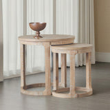 Hickory Transitional Solid Pine Coffee Table & Nesting End Tables - Nesting End Tables (Small + Large)