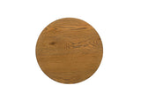 Olgod Round Pedestal Coffee & End Table - Cross Cutout Base in Oak or Walnut