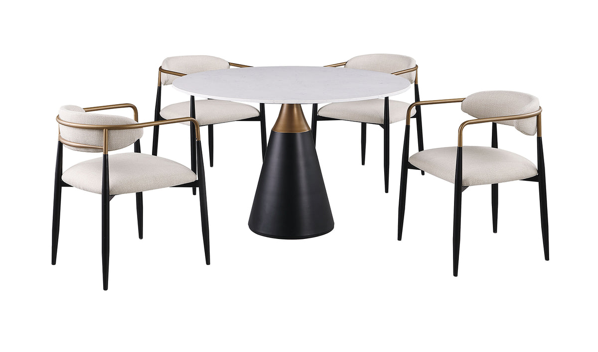 Hobro Round Stone-Top Game & Dining Table Set – view 10