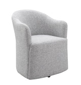 Sema Contemporary Barrel-Back Upholstered Dining Arm Chair with Casters – view 13