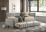 Nardi Channel-Tufted Twin Daybed with Trundle - Light Gray