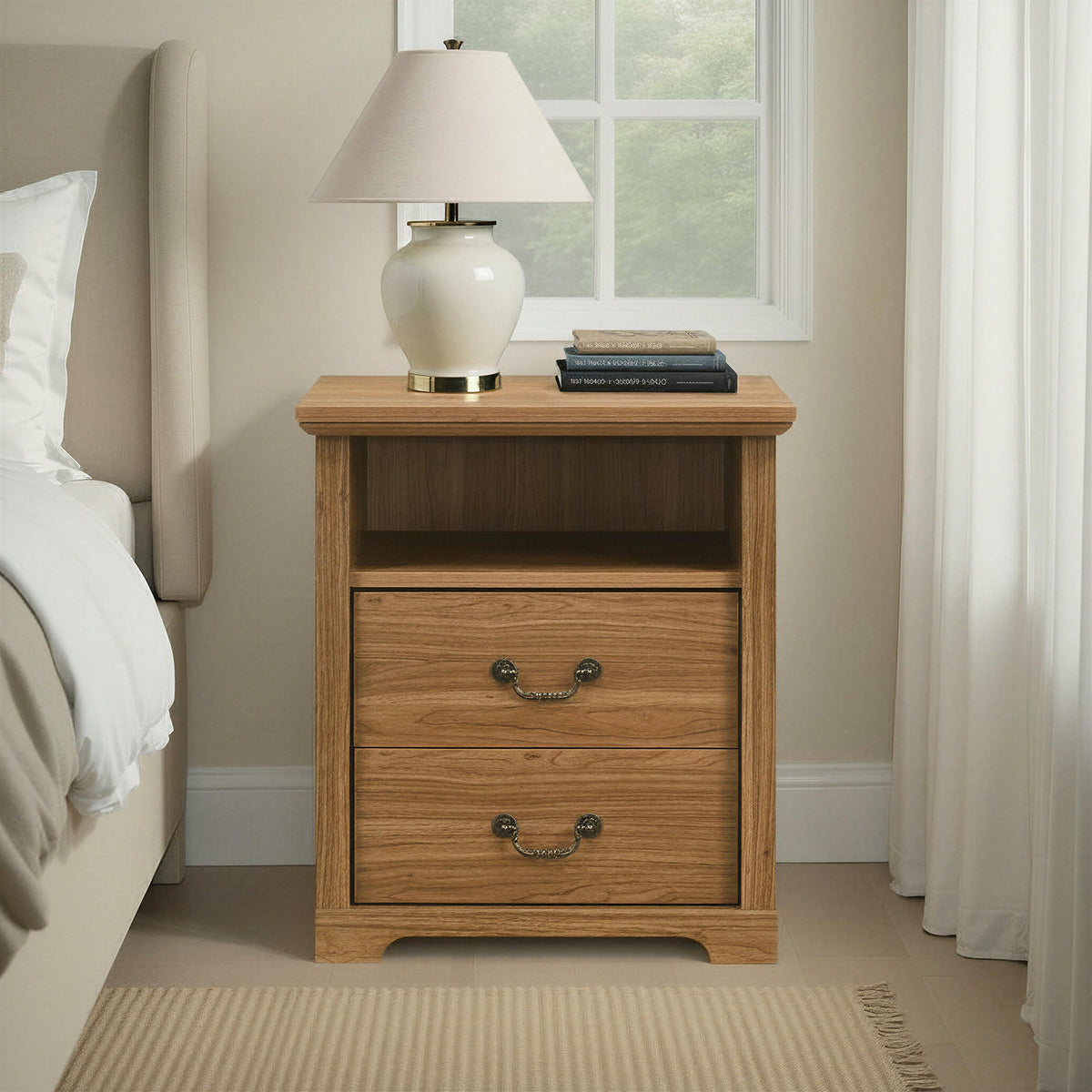 Amble Rustic Open-Shelf Nightstand - Single Nightstand