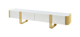 Larvik 79" Contemporary TV Stand - Stainless Steel Frame with Soft-Closing Doors