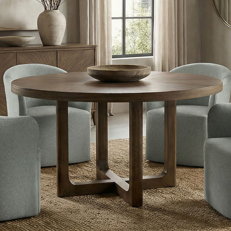 Clarksburg Mid-Century Modern Dining Collection - 5pcs- Round Table + 4 Sema Arm Chairs