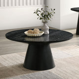 Halewood Contemporary Pedestal Coffee & End Tables - Cone-Shaped Base in Black, Oak or Walnut