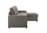 Giorgi Linen-Look Sectional with Pull-Out & Storage Chaise - Floating Legs, Contemporary