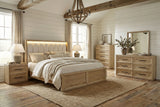 Helios LED Headboard Bed & Bedroom Set with USB Nightstand – Natural Oak, view 2