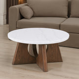 Lemvig Organic Modern Genuine Marble Coffee & End Table - Round Coffee Table