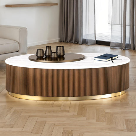 Virden Genuine Marble Cocktail & End Tables - Oval Cocktail Table