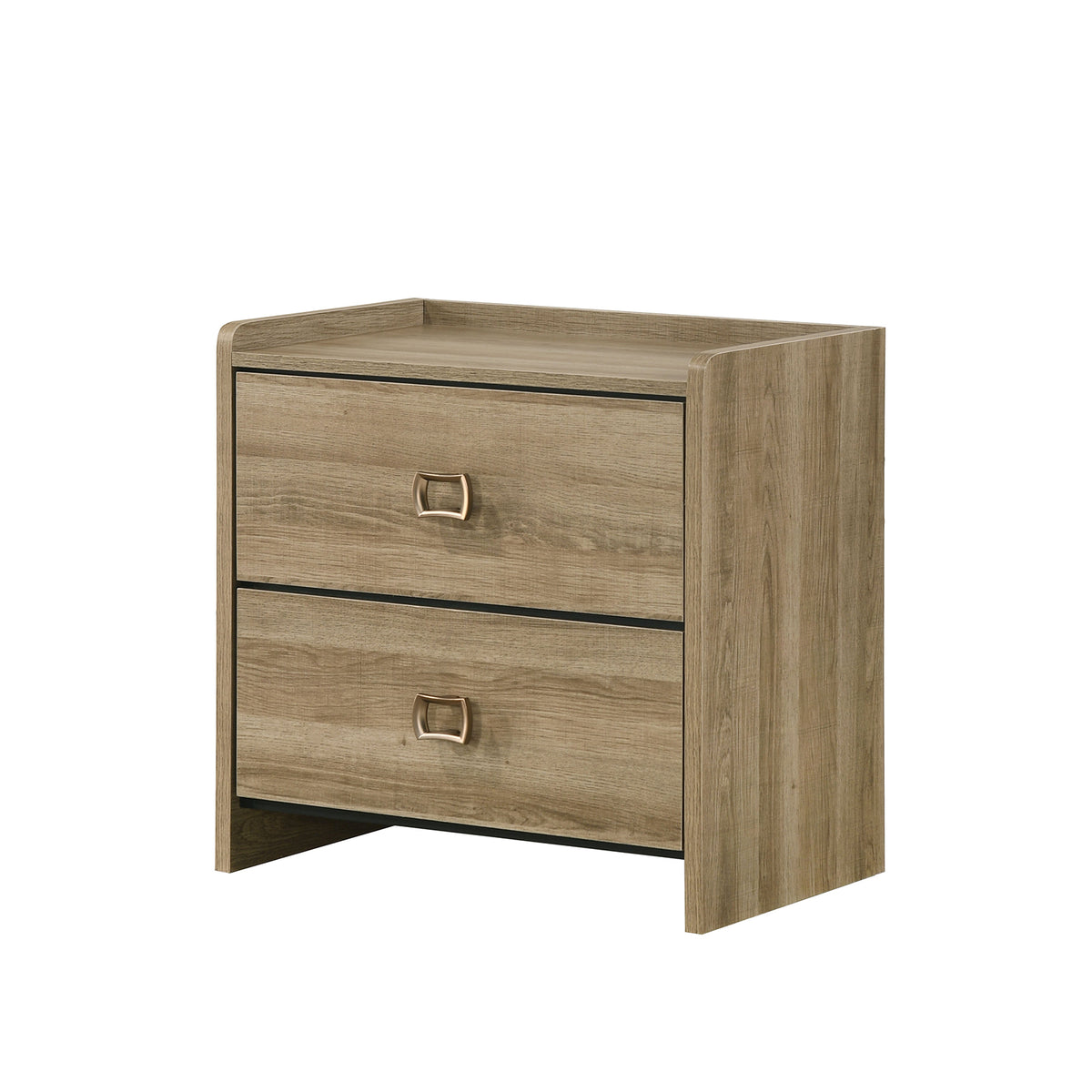 Cadden Contemporary Bed & Bedroom Set with Honey Bronze Curved Pulls - Nightstand