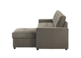 Giorgi Linen-Look Sectional with Pull-Out & Storage Chaise - Floating Legs, Contemporary