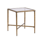 Selva Contemporary 18" Glass Side Table - Matte Gold