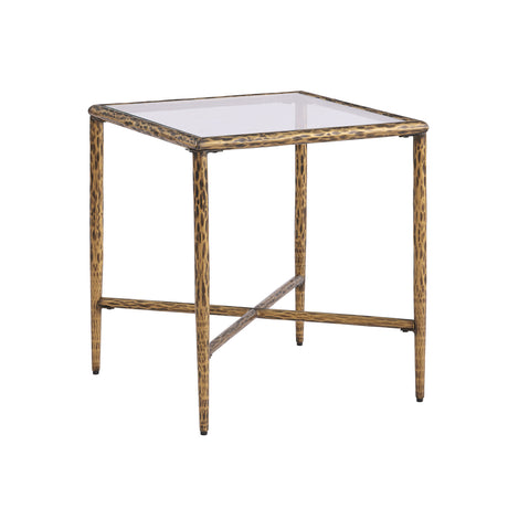 Selva Contemporary 18" Glass Side Table - Matte Gold