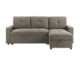Giorgi Linen-Look Sectional with Pull-Out & Storage Chaise - Floating Legs, Contemporary