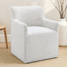 Fico Barrel-Back Upholstered Dining Arm Chair with Casters - Pristine White