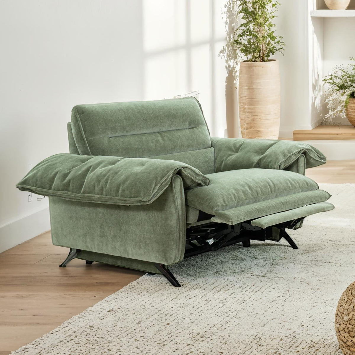 Morley Contemporary Power Reclining Sofa, Loveseat & Recliner with USB Ports - Power Recliner