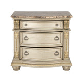Fromberg Traditional Sleigh Bed & Bedroom Set with Marble Tops - Nightstand