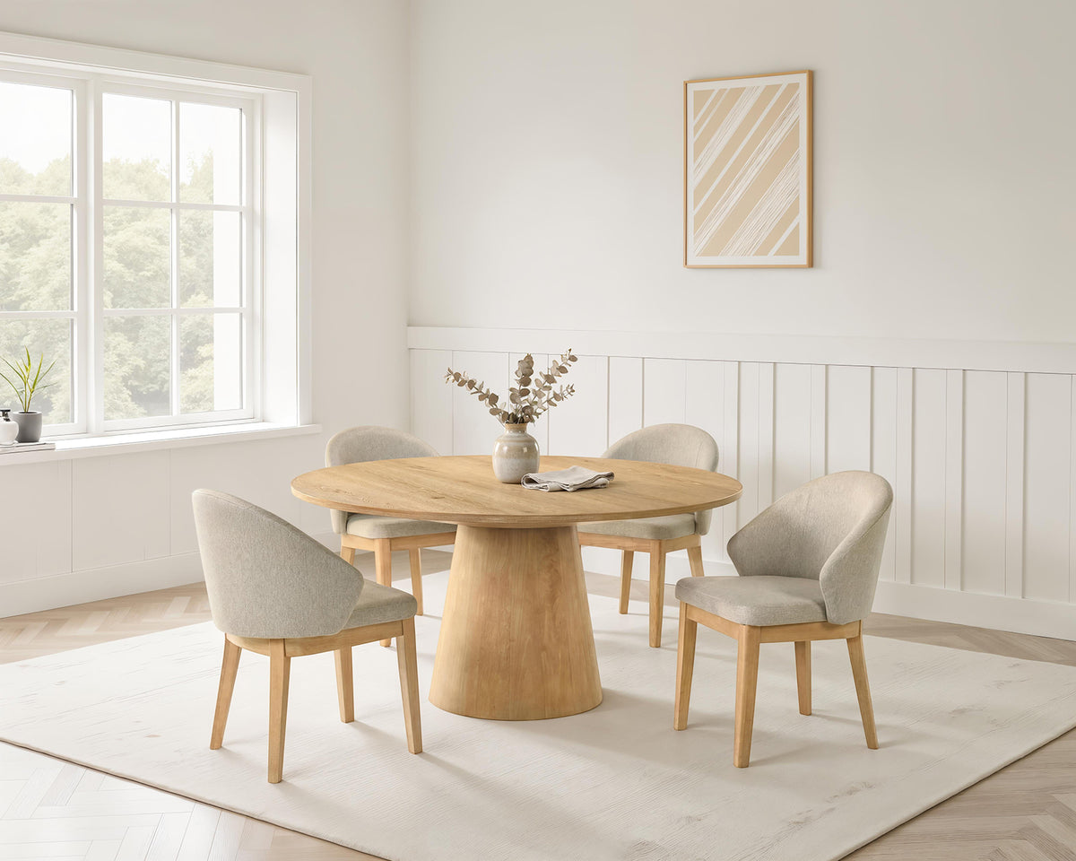 Tottenham Contemporary Dining Collection - Round Cone Pedestal, 84" Rectangular or 88" Oval Table & Upholstered Chairs in Black or Oak