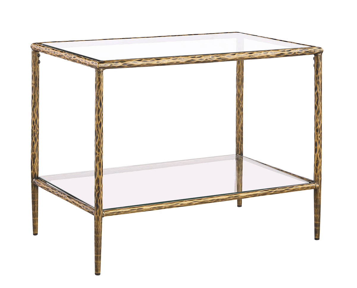 Helma Tempered Glass Coffee & End Table with Forged Metal Base - End Table