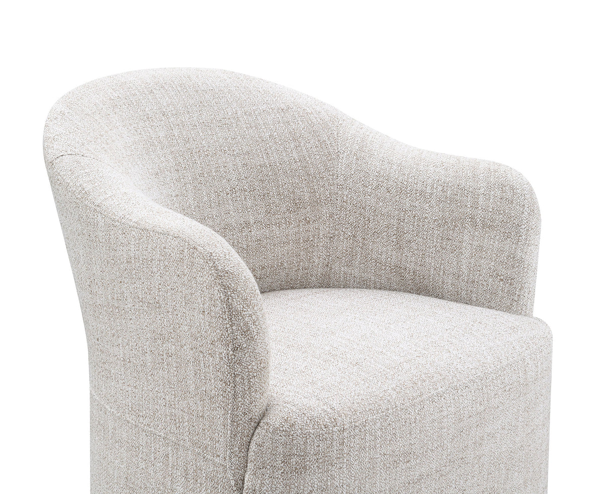 Sema Contemporary Barrel-Back Upholstered Dining Arm Chair with Casters – view 11